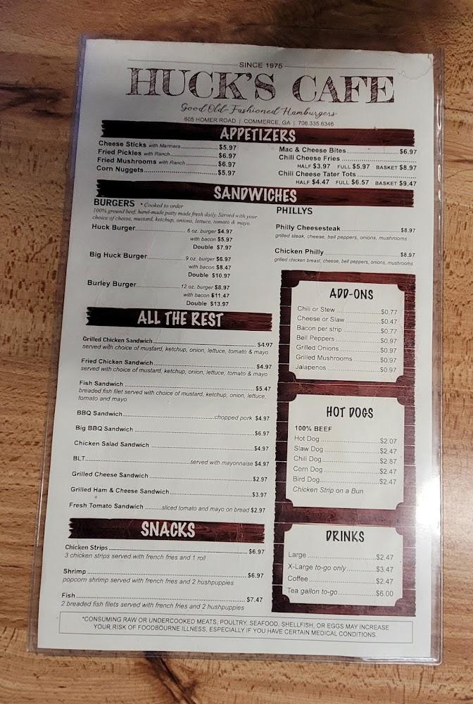 Huck's Cafe Menu image 4