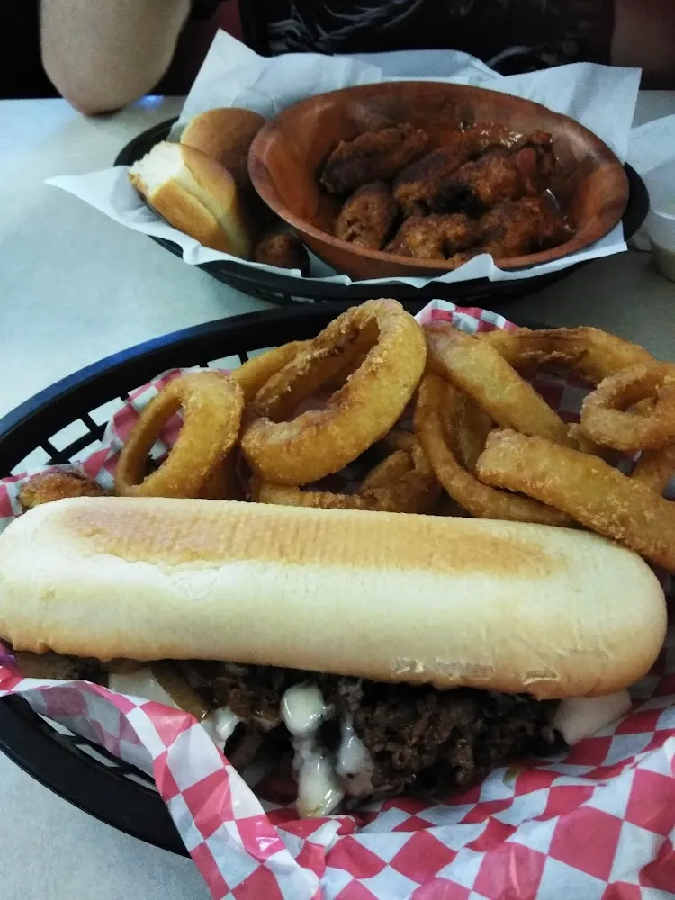 Philly Cheesesteak with Onion Rings
